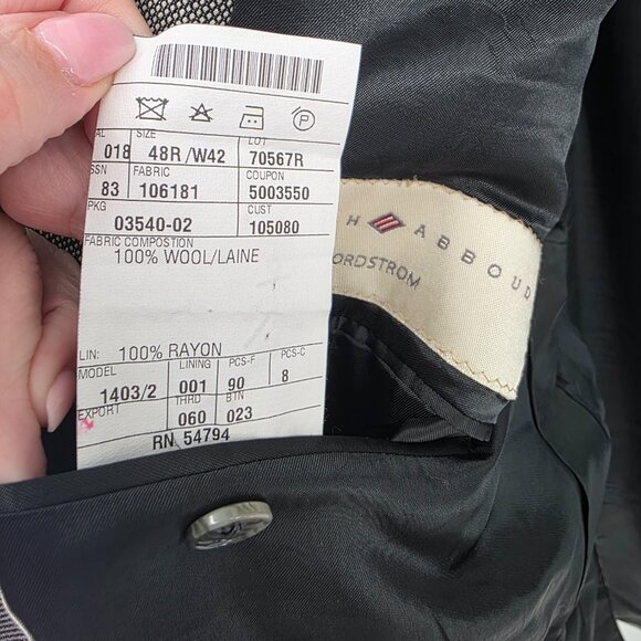 Joseph Abboud Black White Wool Blazer – Size 48R – Two-Button Sport Coat - Picture 7 of 10